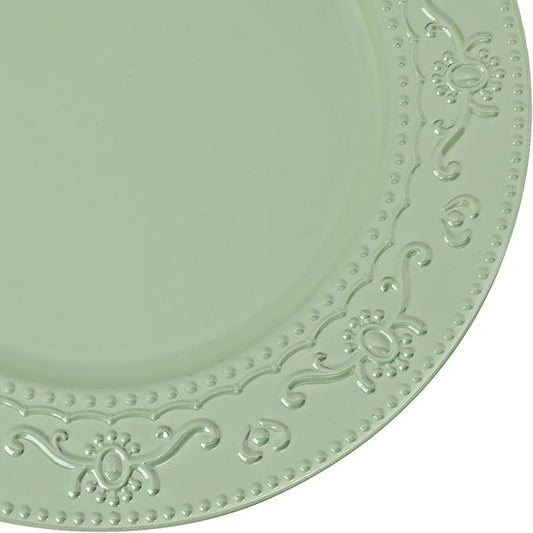 13-Inch Charger Plates, 6Pcs Dinner Plate Chargers Round Server Ware Compatible with Ceramic/china tableware, Green