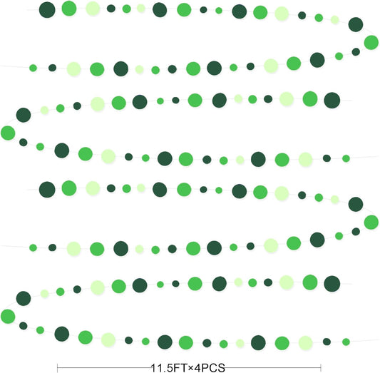 Green Party Decorations Ombre Green Circle Dots Garland Hanging Paper Polka Dot Streamer for Birthday Baby Shower Wedding Bridal Shower Summer Spring Easter St Patrick’s Day Golf Tea Party Supplies