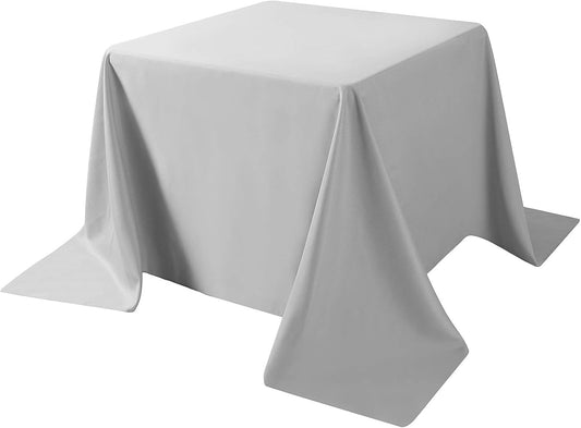Cupuamon Square Tablecloth 90x90 inch Washable Polyester Fabric Table Cloth for Wedding Party Dining Banquet Decoration(90x90,Silver)
