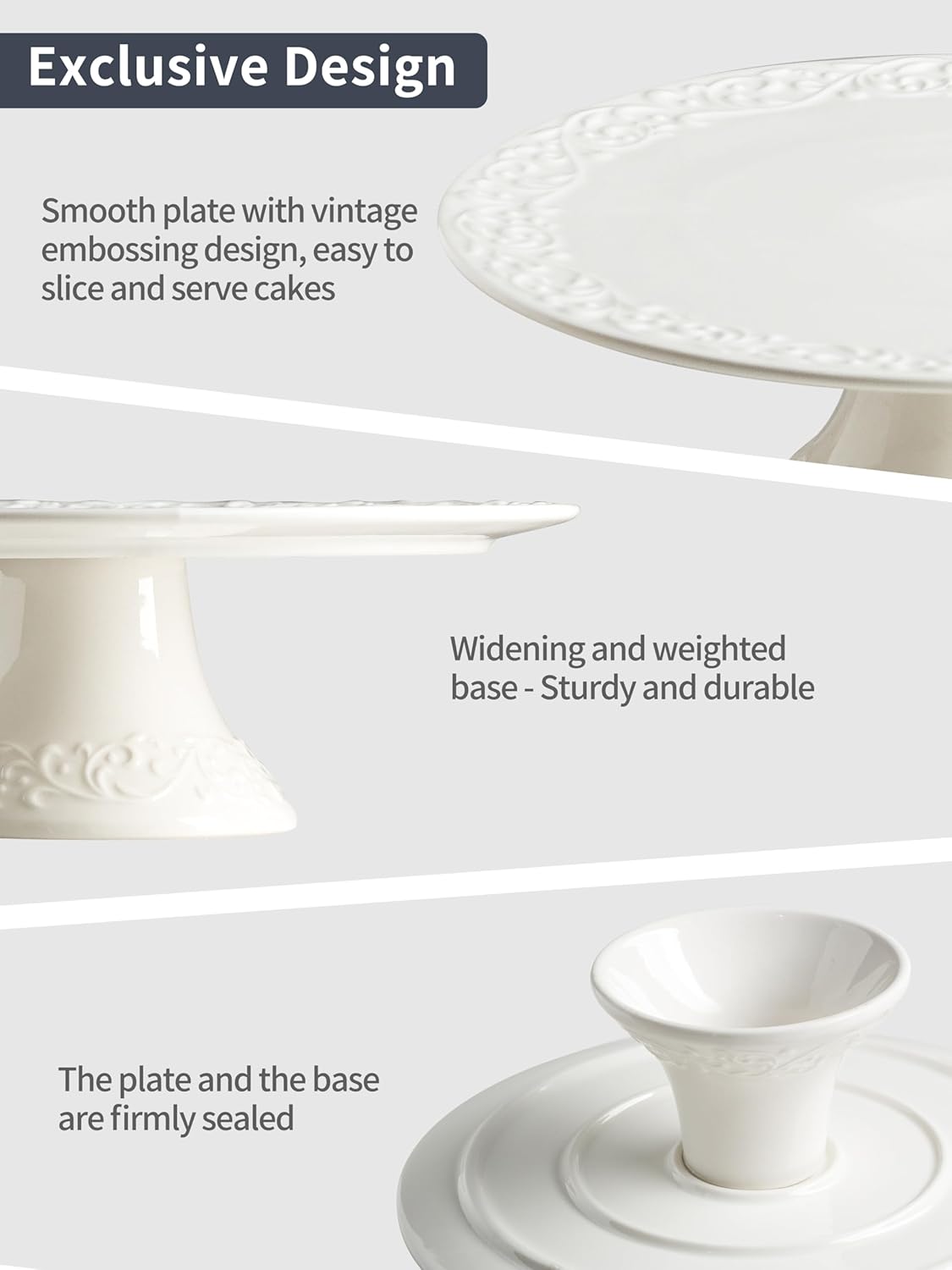 Wedding Cake Stand, White Cake Stand for Smaller Than 10 Inch Cakes, Christmas Porcelain Cake Plate for Party, Baby Shower, Birthday, Home Decorating Stand
