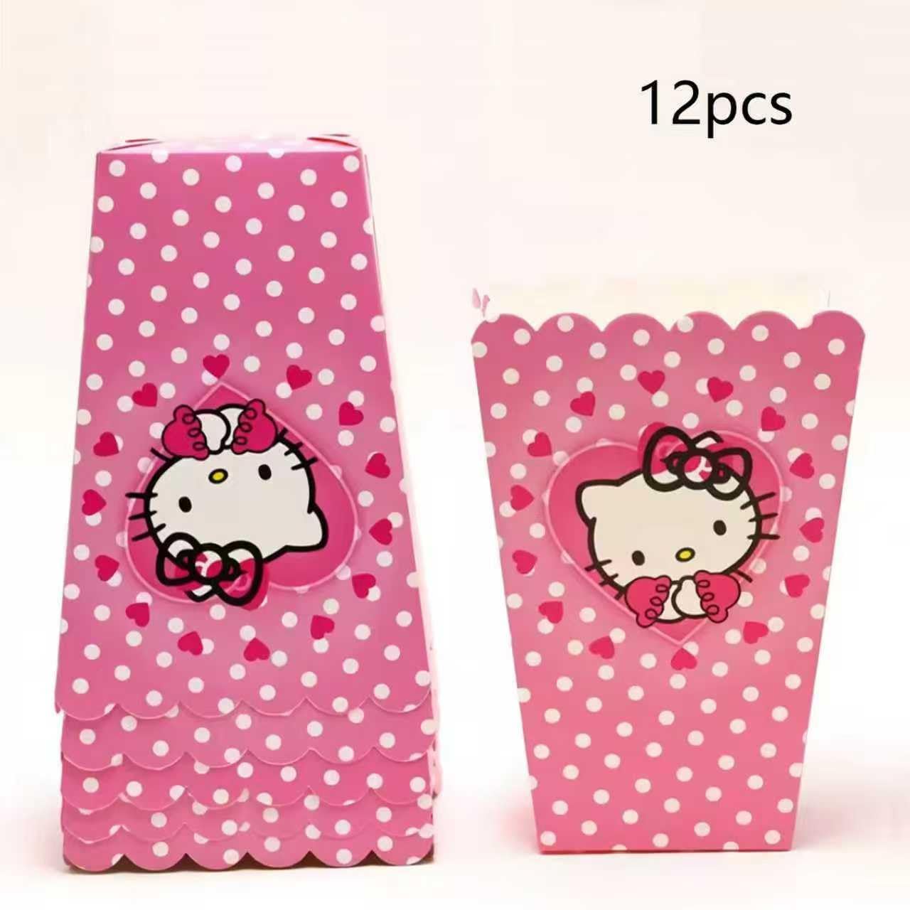 12 Pcs Cat Candy Box Popcorn Box Paper Food Trays Boat Pink Kitty Snack Treat Boxes Candy Cookie Container Decorations for Birthday Party Favor Supplies (red)