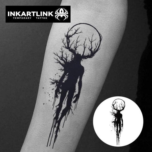 INKARTLINK Tattoo Tech, 2 Sheets Large Semi Permanent Tattoo, Temporary Tattoos, Last 1-2 Weeks, Waterproof, Realistic Look, No Adhesive, No Reflection (Mythology Design)135