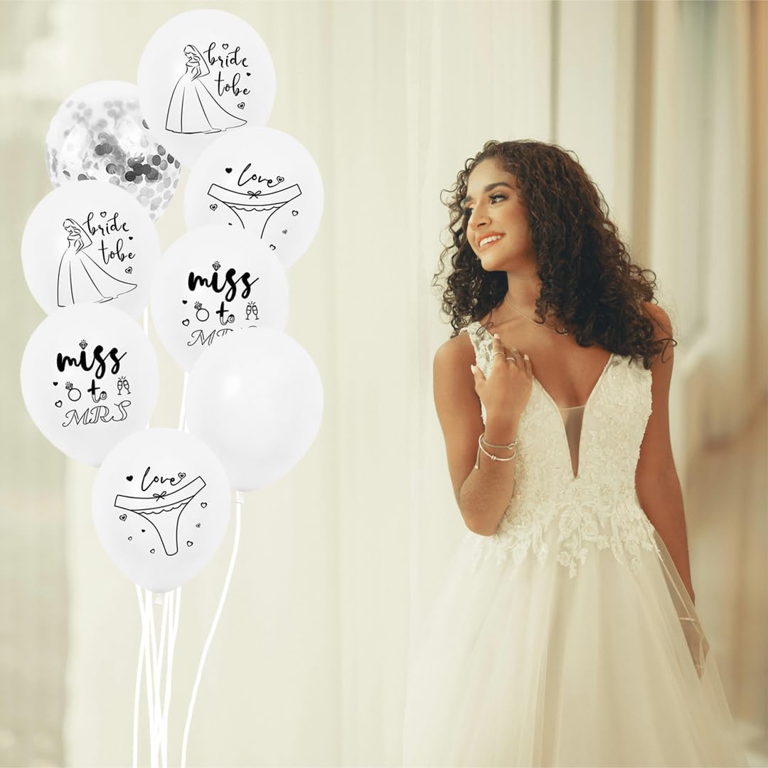 Bachelorette Balloon White Bride Balloons Printed for Bachelorette Party Decorations,Bridal Shower Decorations