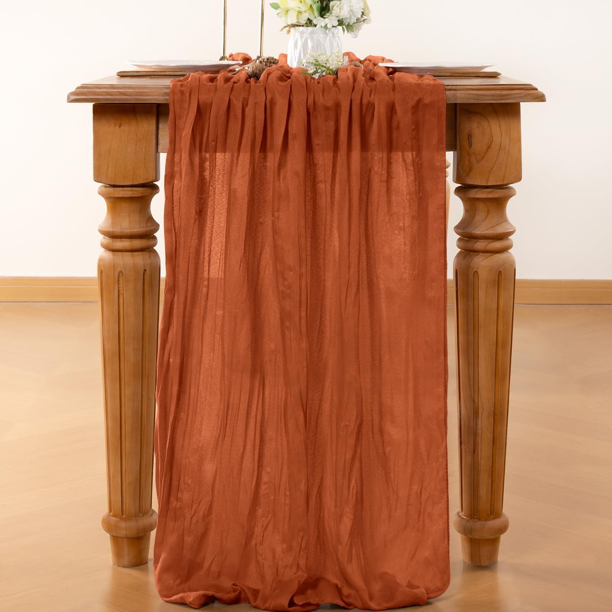 Fall Table Runner Terracotta Cheesecloth Table Runner 10 Pack 10FT Farmhouse Table Runners 120 Inches Table Decor Thanksgiving Dining Room Centerpiece Wedding Boho Baby Shower Birthday