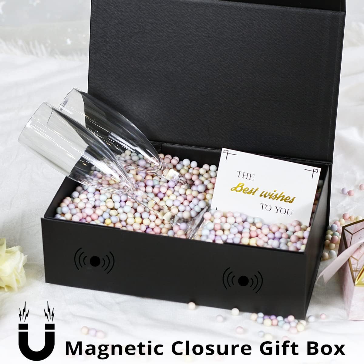 Gift Box 12" x 6" x 4",Large Gift Box with Lid, Black Boxes for Presents,Birthday,Valentine's Day,Mother's Day,Christmas,Anniversary,Luxury for Gift Packaging