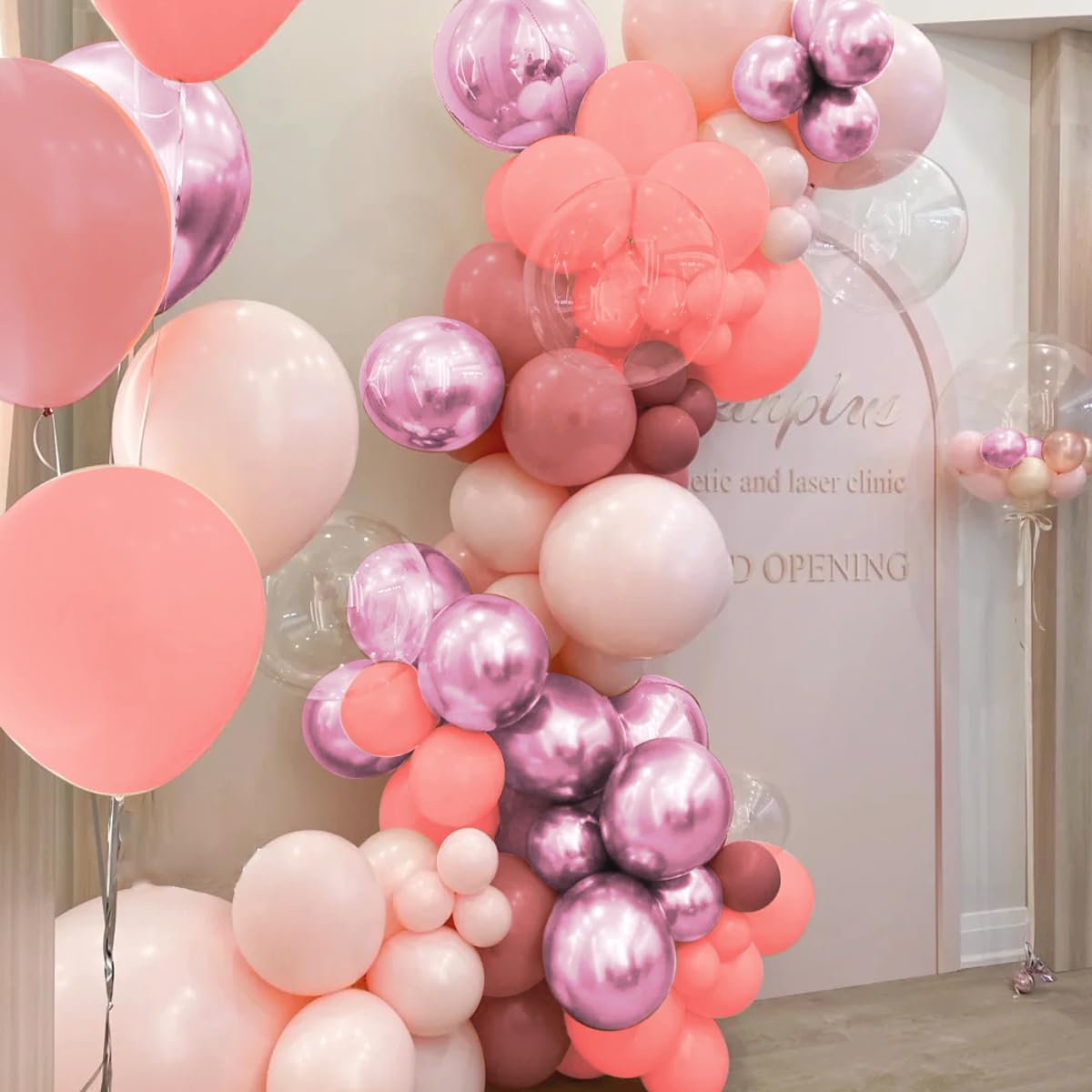 Pink Balloon Garland Arch Kit, 160Pcs Pastel Dusty Nude Metallic Pink Balloons for Birthday Princess Wedding Bridal Baby Shower Party Decorations