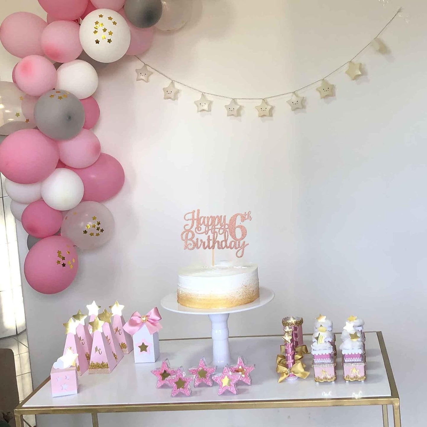 1 PCS Happy 6th Birthday Cake Topper Glitter Cheers to 6 Years Cake Pick Number 6 Fabulous Cake Decoration for 6th Birthday Party Decorations Supplies Rose Gold