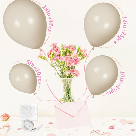Sand White Balloons, Scmdoti Sand White Balloons Different Sizes 18 12 10 5 Inches for Spring Party Birthday Baby Shower Bridal Shower Wedding Decorations(SandWhite)