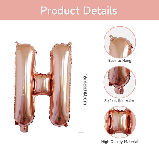 Happy Birthday Banner Balloon Rose Gold, 16 Inch Happy Birthday Mylar Foil Balloon Letters Banner, Self Inflating Birth Balloons Bunting for Girls Women Bday Party Decorations Supplies