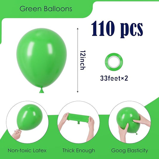 110pcs Green Balloons 12inch Green Latex Party Balloons for Graduation, Wedding, Birthday, Christmas, Baby Shower, Anniversary Party Decorations