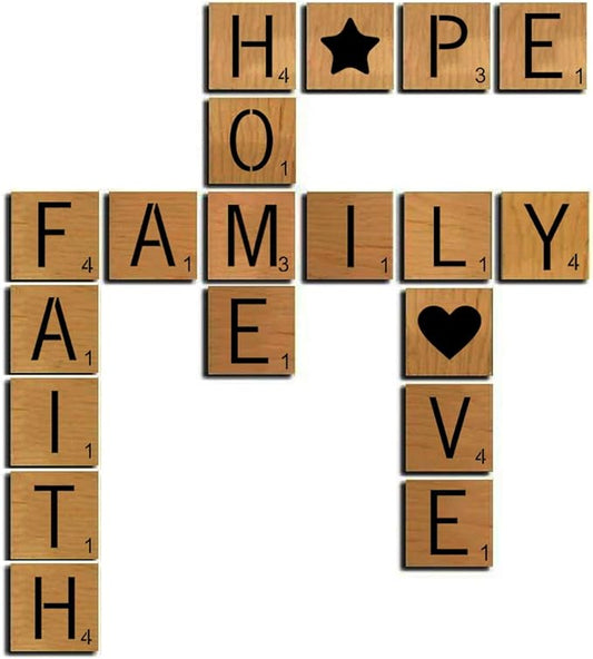Scrabble Tile Letter Stencils 3 Inch - 28 Pack Scrabble Style Alphabet Stencil Templates for Painting on Wood, Reusable Plastic Stencils for Crafts Making & Wall Art Decorations