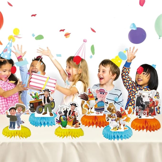 6Pcs Lai Granja De Zenoon Party supplies set Honeycomb Centerpieces Double Sided Table Topper Kids Baby Shower Birthday Party Decorations