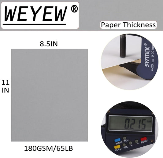 Grey Cardstock 8.5 x 11 Thick Paper, 40 Sheets 65 LB/180 GSM, Cardstock Printer Paper for Invitations, Menus, Wedding, DIY Cards, Kids School Supplies