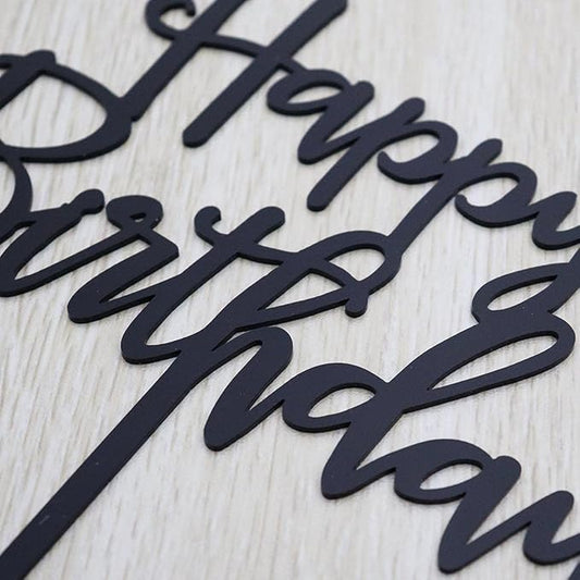 Happy Birthday Cake Topper, Birthday Party Decorations, Black Acrylic