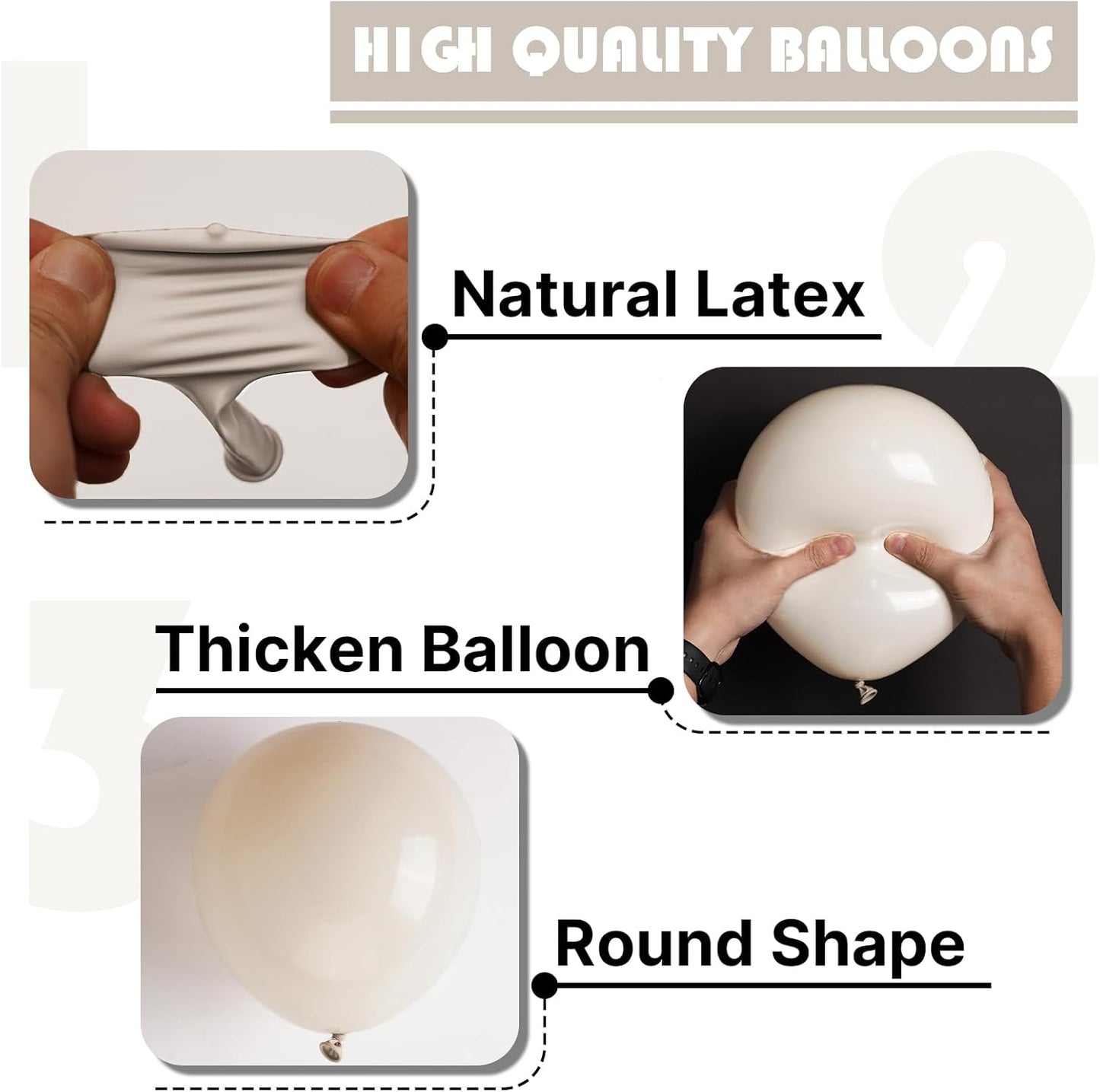 PartyWoo White Sand Balloons 100pcs 5 Inch Off White Beige Cream Ivory Boho Neutral Latex Balloons for Wedding Graduation Baby Shower Anniversary Engagement Birthday Party Decorations White-F12