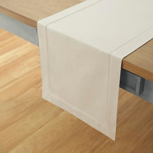 Solino Home Linen Hemstitch Table Runner 48 Inches - Cotton Linen Short Table Runner 14 x 48 Inch Ideal for Dresser and Coffee Tables - Fall, Autumn, Halloween, Thanksgiving, Christmas