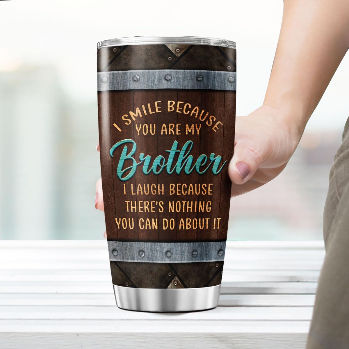 Funny Brother Gift Tumbler, 20oz Stainless Steel Cup with Humorous Quote, Double Wall Insulated Travel Mug for Siblings Birthday Christmas, Practical Present from Sister or Brother