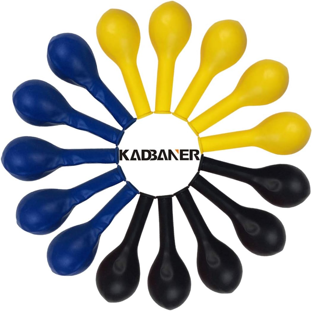 KADBANER Yellow Blue Black Balloons,100 Pack 12 Inch Latex Balloons