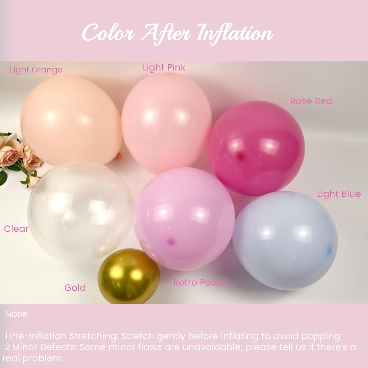 Light Pink and Blue Balloon Arch Kit, Princess Gold Pink Rose Orange Balloon Garland Kit for Wedding Birthday Baby Shower Gender Reveal Bridal Decorations