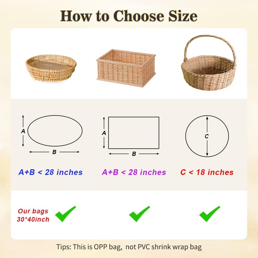 Cellophane Bags, 15 PCS Clear Gift Bags 30 x 40 Inch Large Cellophane Wrap for Gift Baskets, Cello Bag Clear Basket Bag Plastic Gifts Bag for Wedding Baby Shower Birthday Christmas Graduation Gift