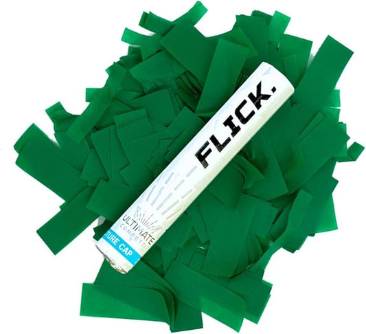 Ultimate Confetti - 8 Pack Dark Green Confetti Wands - Handheld 6" Biodegradable Tissue Paper Confetti Flick Flutter Sticks For Wedding, Birthday, Parties & Live Events - 1 Handful, 0.5 oz Each Stick