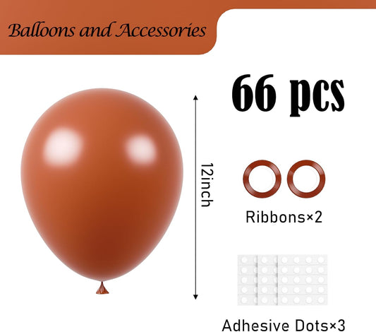 Coffee Brown Balloons, 66pack 12inch Tan Latex Party Balloons for Wedding, Birthday, Graduation, Bridal Shower, Baby Shower, Gender Reveal, Anniversary, Bachelorette Party Decorations