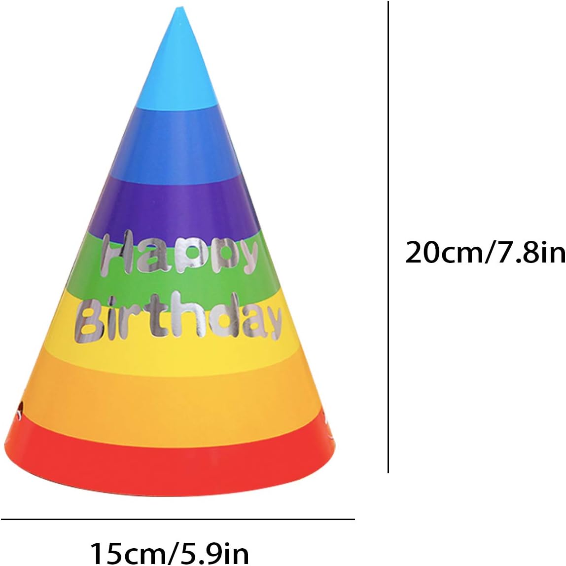 24 Pcs Birthday Party Hats, Colorful Party Cone Hats Birthday Paper Hats Art Craft Caps Rainbow Party Supplies for Kids Adults (Rainbow)