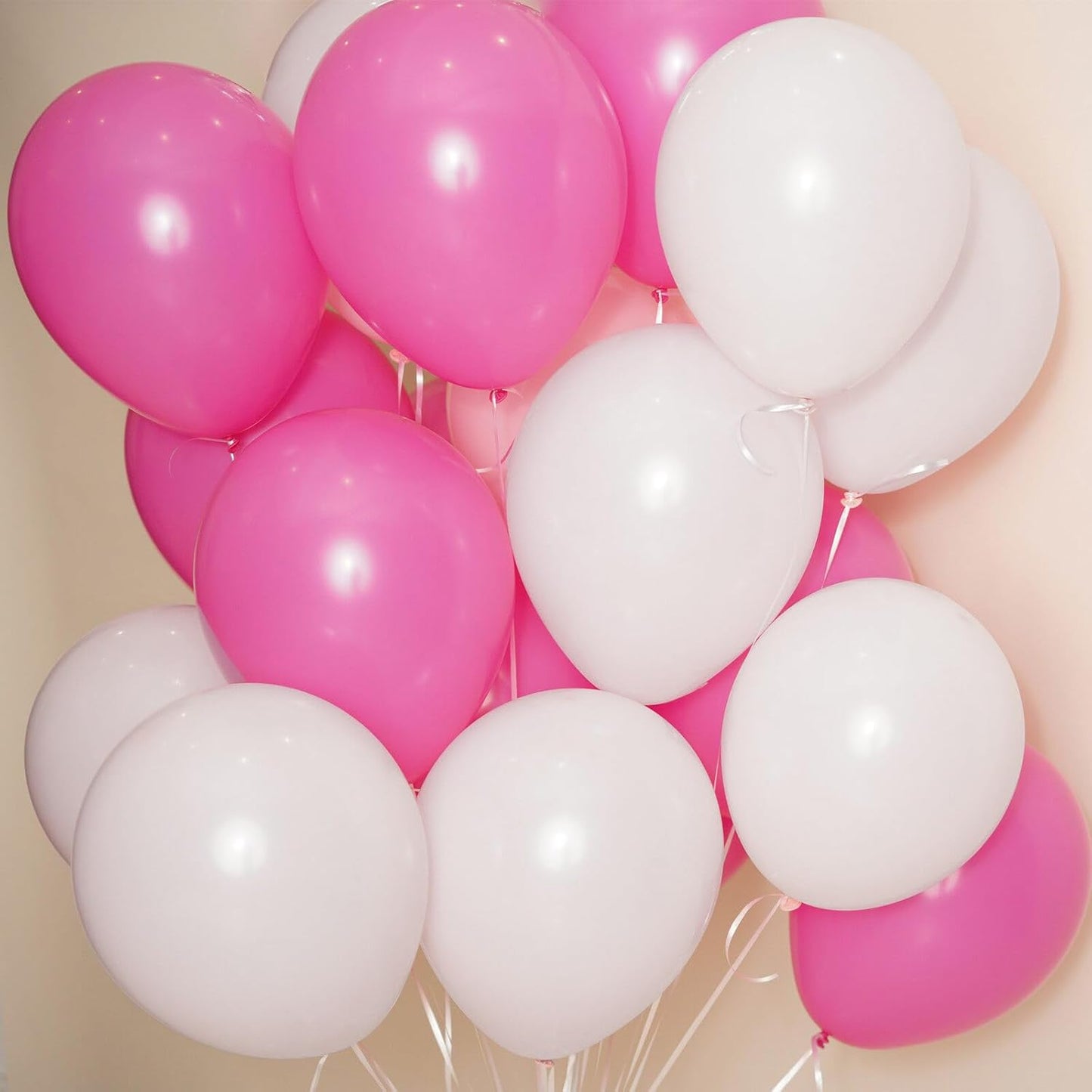 50pcs White Balloons, 12inch White Latex Party Balloon, Helium Quality for Wedding Graduation Birthday Party Backdrop Independence Day Decorations (With Ribbon & Glue)