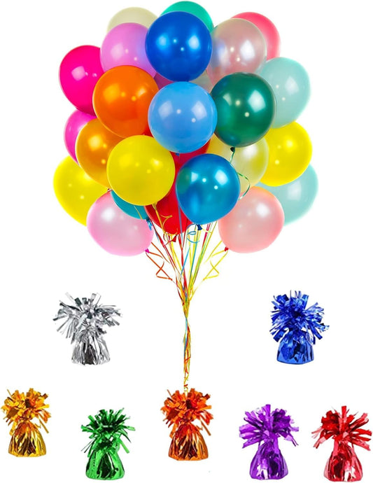 Metallic Balloon Weights, Birthday Party Favors, Novelty and Gag Gifts, 5.5" Inches, 6-Pack (Black/Gold/Silver)
