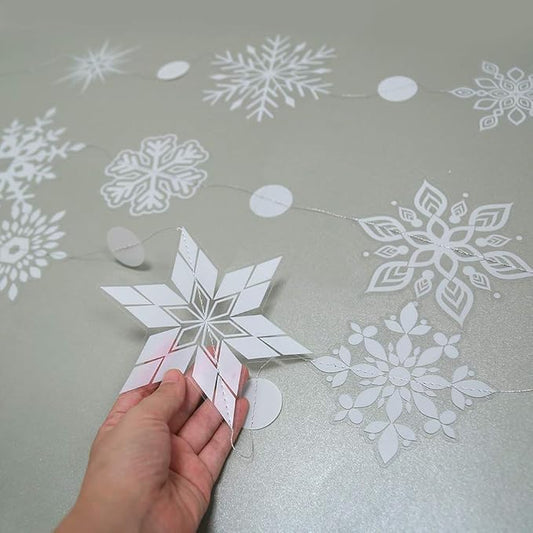 Decor365 Snowflake Garland Winter Wonderland Decorations White Snow Flake Garlands Hanging Snowflake Decorations from Ceiling Classroom Winter Decor Christmas Frozen Birthday Party Backdrop
