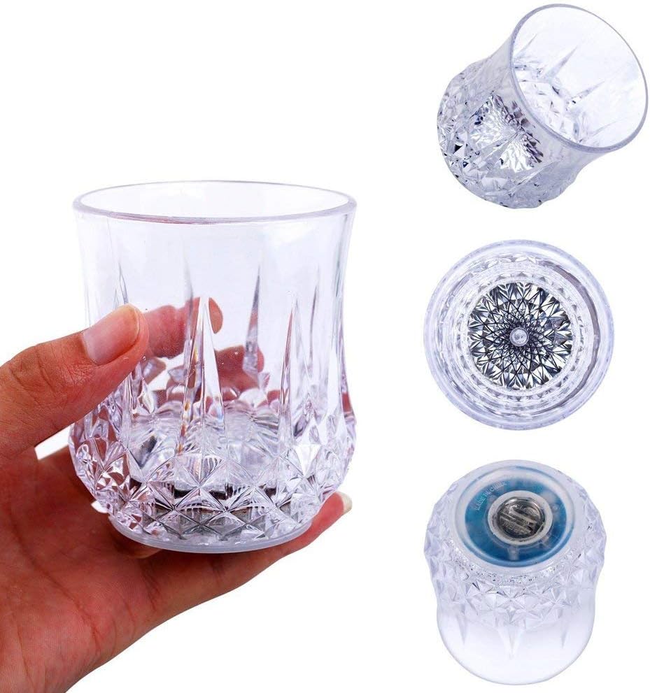LED Cups 4 PACK Flashing Light up Automatic Water Activated Color Changing Wine Whisky Beer Cola Juice Drinkware Mugs Shot Glass for Bar Disco Night Club Party Halloween Christmas, Set of 4