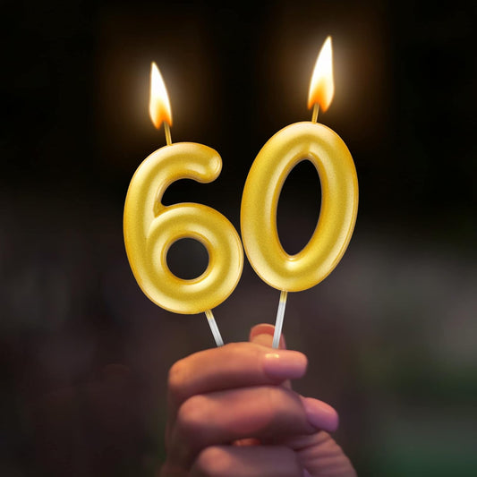 Gold Number 70 Candle Happy Birthday 3D Number Candles for Birthday Cake Party Decoration Wedding Anniversary Celebration Supplies