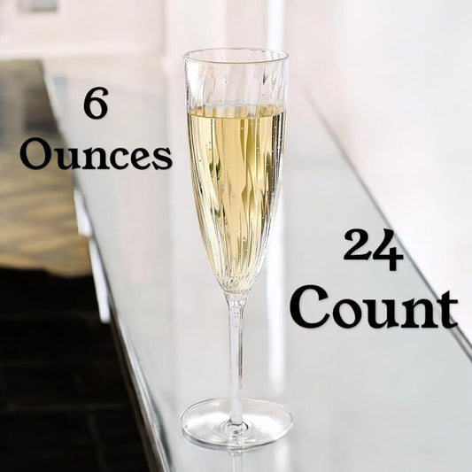 Oojami 6 Oz Clear Plastic Champagne Glasses 24 Pack Hard Disposable Plastic Champagne Flute Ideal for Home Daily Life Party Wedding Toasting Drinking Champagne Reusable Party Supplies