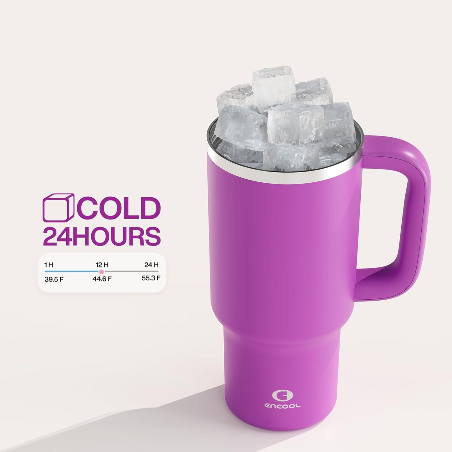 32 oz Tumbler with Handle and Straw: Stainless Steel Insulated Tumbler Keeps Cold for 24 Hours, Leakproof Travel Cup Fits in Cup Holder and BPA-Free,Bright Magenta