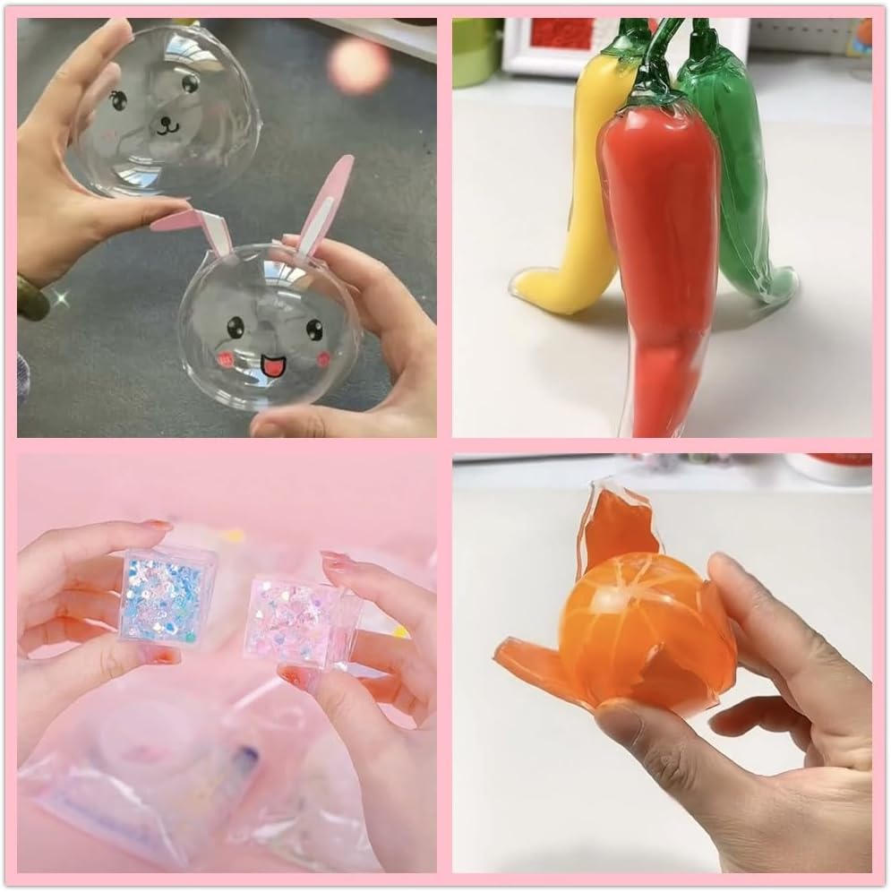 AooeDomi Nano Tape Bubble kit for Kids, Nano Double Sided Adhesive Tape Bubbles, Nano Tape Kit with Glitter, Clay and Decoratives Emoticon Stickers, DIY Party Activities Toys