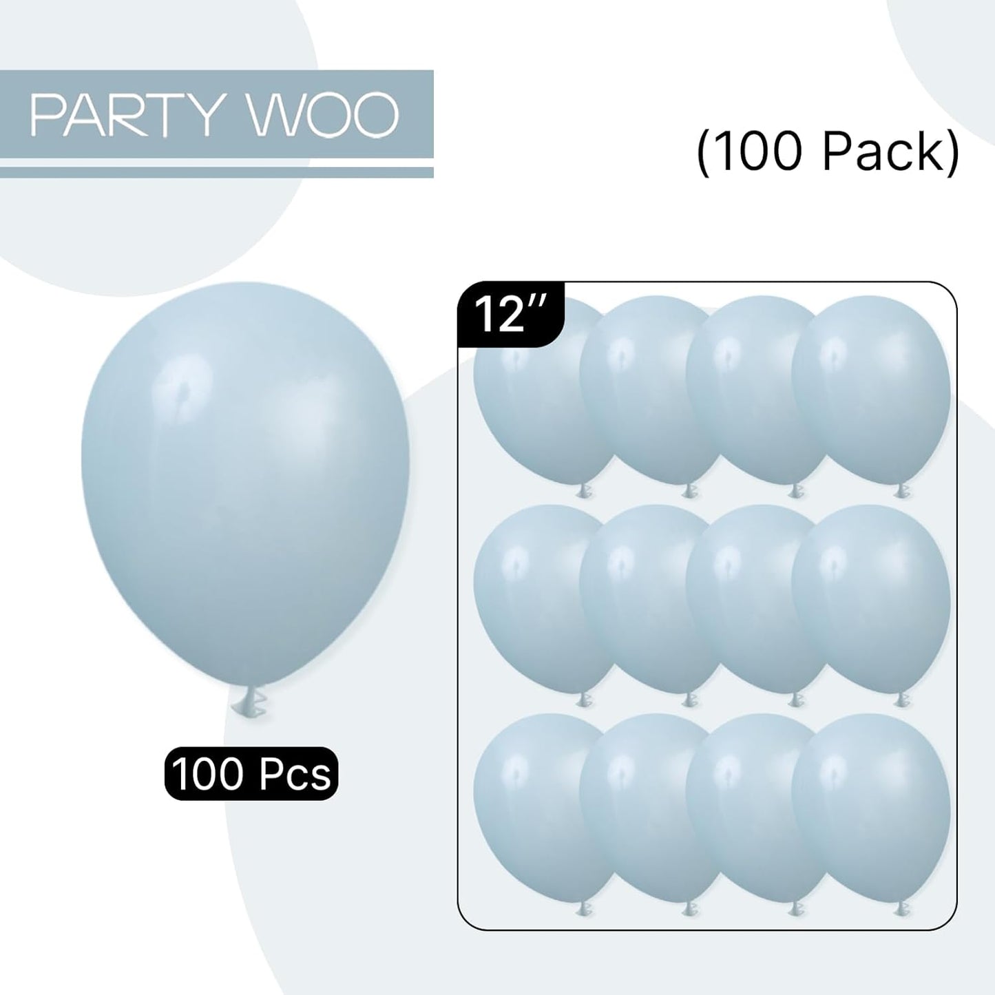 PartyWoo Dusty Blue Balloons 100 pcs 12 inch Light Blue Aqua Balloons for Graduation Wedding Baby Shower Gender Reveal Anniversary Graduation Birthday Party Decorations Blue-F28