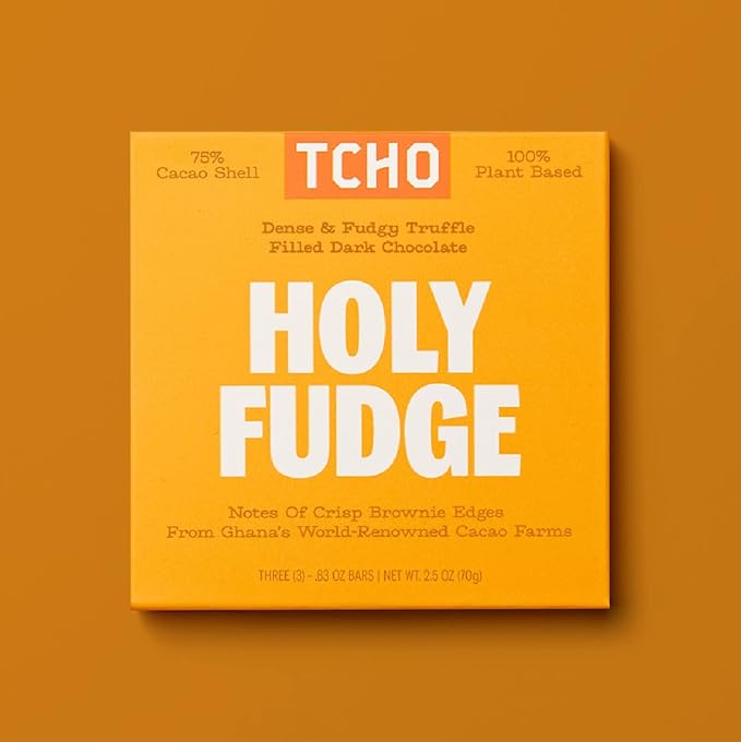 TCHO Holy Fudge 76% Dark Chocolate Bars (3 pack) | Single Origin, Plant Based, Organic & Fair Trade, | Non GMO, Non-Dairy, Vegan, Soy Free (2.5oz each)
