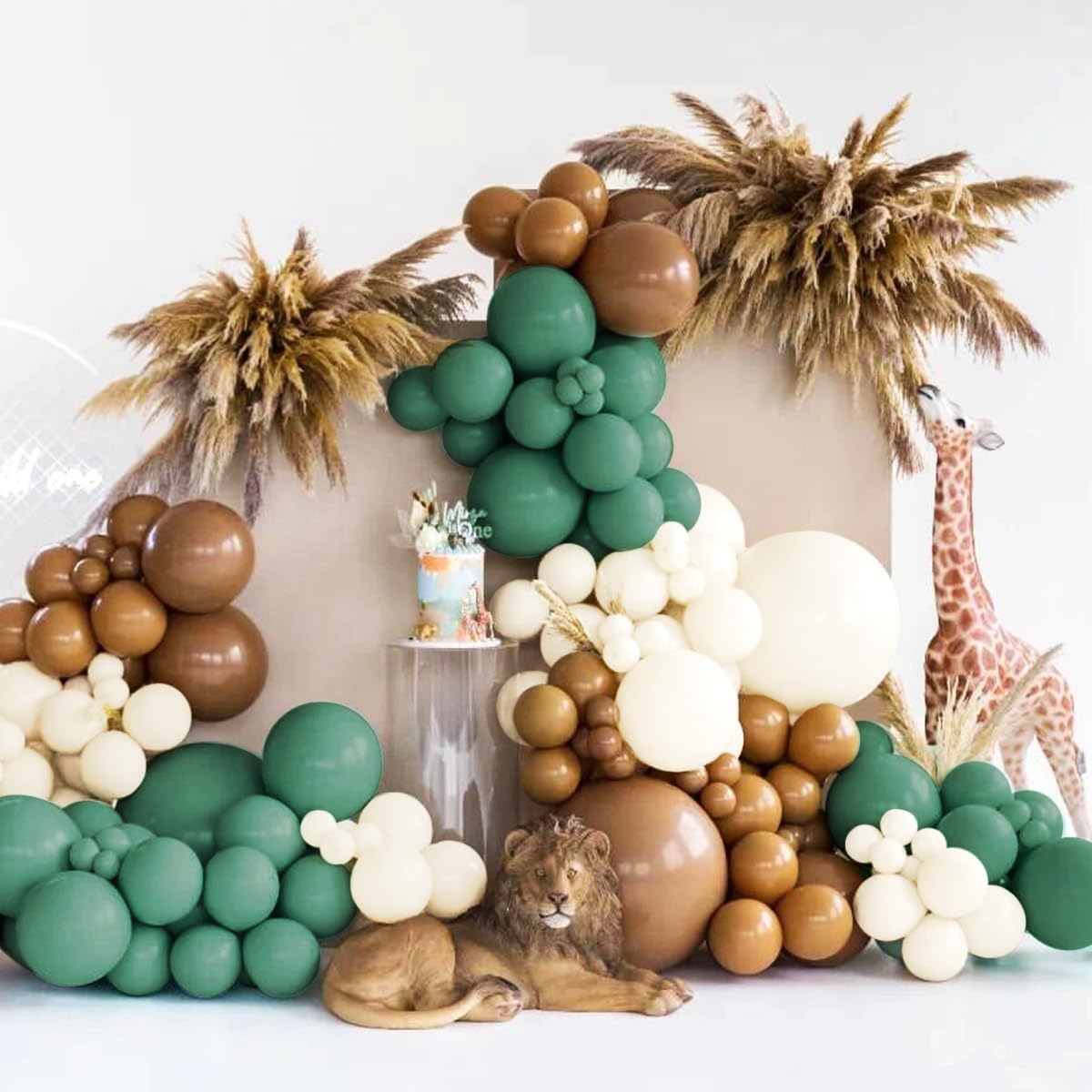 Green White Brown Balloon Garland Arch Kit, 160Pcs Sage Green White Sand Tan Brown Balloons for Birthday Bridal Baby Shower Gender Reveal Wedding Party Decorations