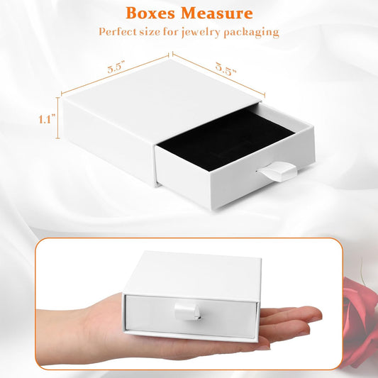 Jewelry Box, 5Pcs Jewelry Boxes for Women 3.5×3.5x1 Inch Jewelry Gift Box, Cardboard Jewelry Gift Necklace Ring Earring Jewelry Box (White)