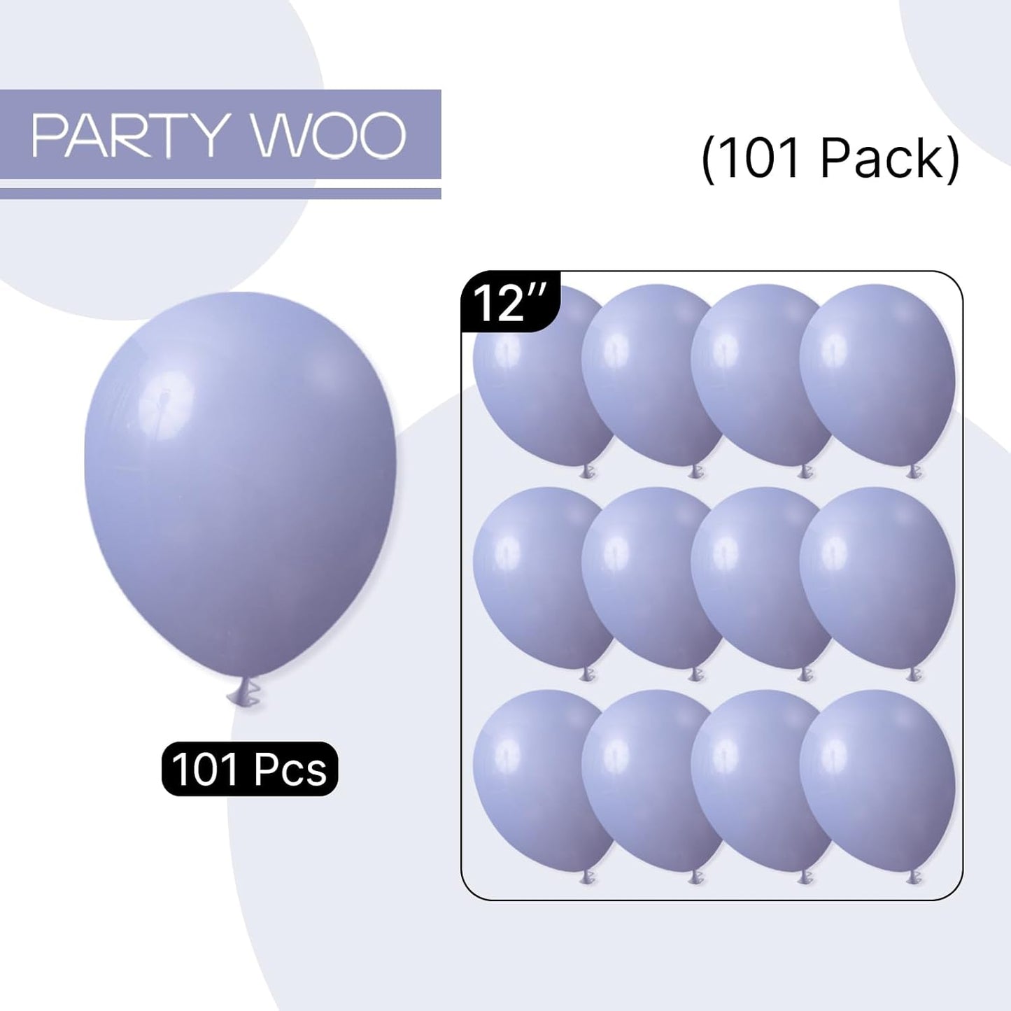 PartyWoo Dusty Blue Balloons 101 pcs 12 Inch Boho Blue Latex Helium Balloons for Graduation Wedding Baby Shower Gender Reveal Anniversary Birthday Party Decorations Blue-F16