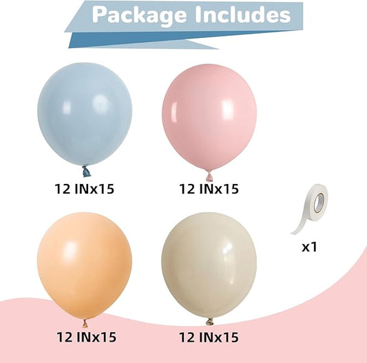 Dusty Pink Blue Balloon 60 Pcs Gender Reveal Balloons Blush Pink Slate Blue Beige Sand White Party Latex Balloons for Boy or Girl Gender Reveal Birthday Bridal Baby Shower Party Decorations