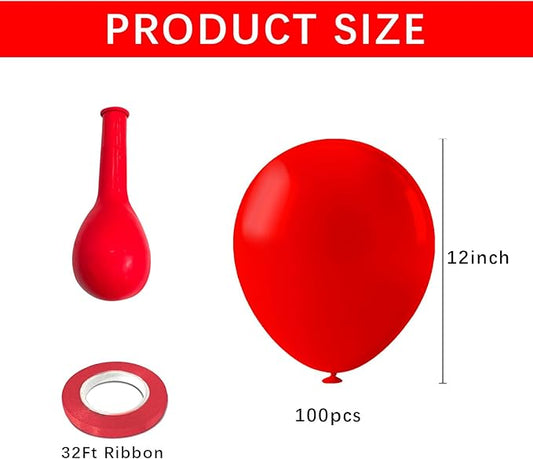 Red Balloons 12Inch, 100pcs Matte Latex Baloons, Party Ballons, globos rojos, Red Party Supplies, Birthday Balloon, 4th of July Balloons, Christmas Decorations, Bridal Shower Ideas, Valentines Decor