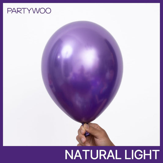 PartyWoo Metallic Purple Balloons 50pcs 12 Inch Chrome Purple Latex Helium Balloons for Mardi Gras Graduation Wedding Bachelorette Baby Shower Anniversary Birthday Party Decorations Purple-G105