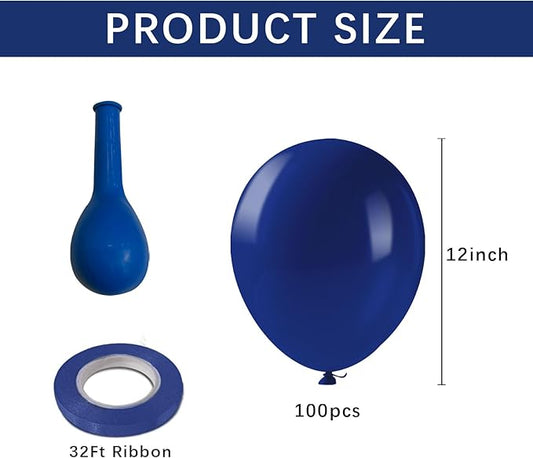 Navy Blue Balloons, 100pcs Dark Blue Latex Party Balloon for Garland & Arch, Blue Party Decorations for Birthday, Hanukkah, Father’s Day, 4th of July, Veteran's Day, Gender Reveal, Anniversary Party