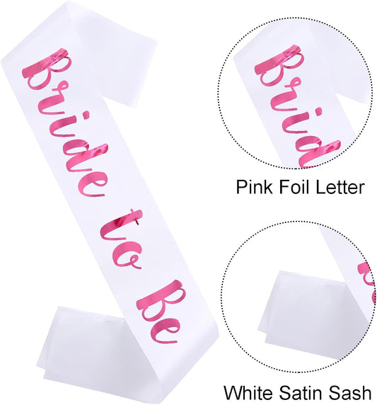 Bride to Be Sash, White Bachelorette Sashes Engagement Gifts for Bachelorette Party, Bridal Shower & Wedding Party, Pink Letter