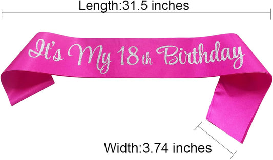 It's My 18th Birthday Sash for Women | Hot Pink Satin Birthday Princess Sash & Party Accessory