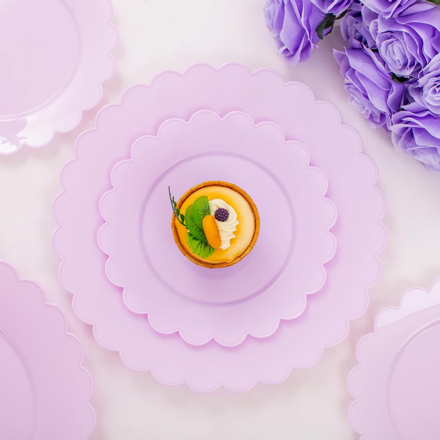 supernal 100pcs Purple Plastic Plates -Disposable Plastic Plates Heavy Duty -Lavender Purple Party Plate for Party Wedding Include 10.25inch Dinner and 7.5inch Dessert/Salad Plate