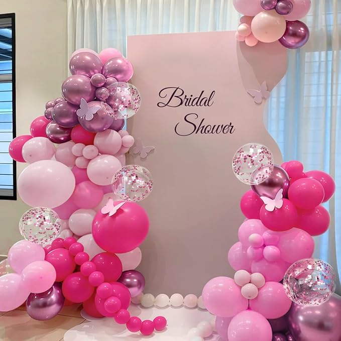 ZHIYAPA Pink Balloon Garland Arch Kit, 167Pcs Hot Light Pastel Latex Metallic Shades of Pink Balloons for Birthday Bridal Baby Shower Wedding Party Decorations