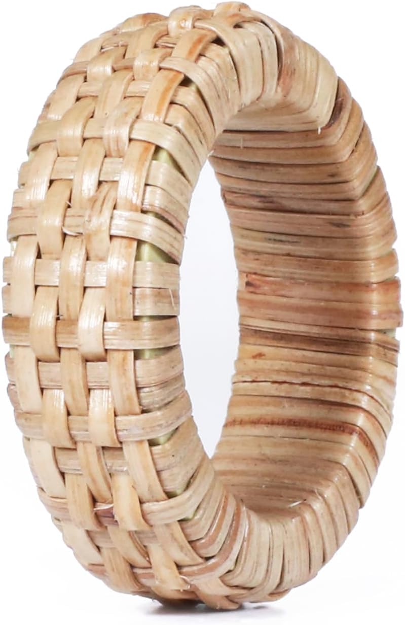 Goroly Home Rattan Napkin Rings Set of 24 for Wedding Party Decoration, Napkin Holder for Table Decoration, Christmas Table Decorations, Thanksgiving Home Decor (Brown)