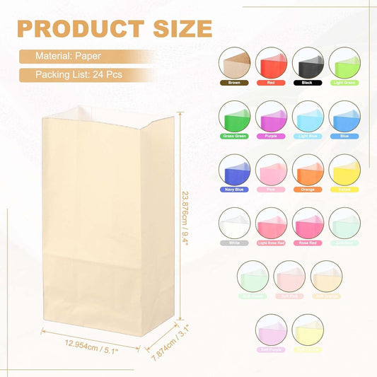PATIKIL Party Favor Bag, 24 Pcs 5.1x3.1x9.4 Inch Medium Paper Candy Bags Gift Treat Celebration Halloween Goody Birthday Wedding Party with Stickers, Soft Orange